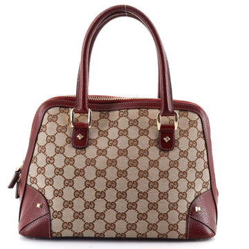 Gucci Vintage Dome Satchel GG Canvas with Studded Leather Small