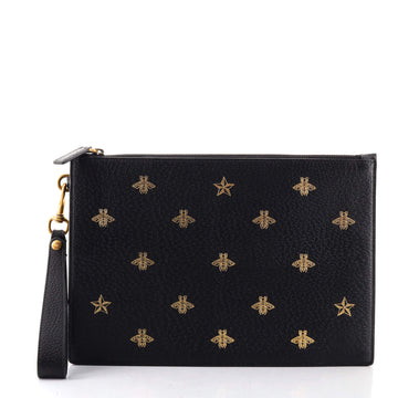 Gucci Bee Star Pouch Printed Leather Medium