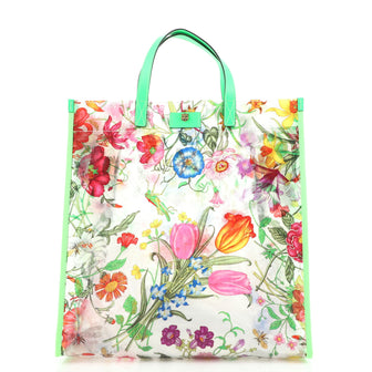 Gucci Shopper Tote Flora Print Vinyl Large