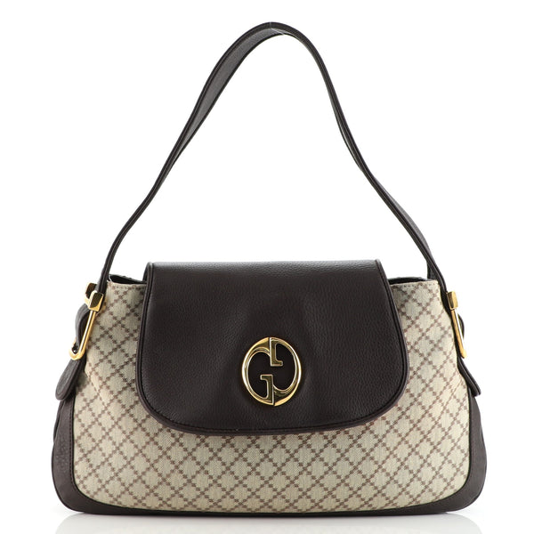 Gucci 1973 Satchel Diamante Canvas and Leather Medium Brown 12880747