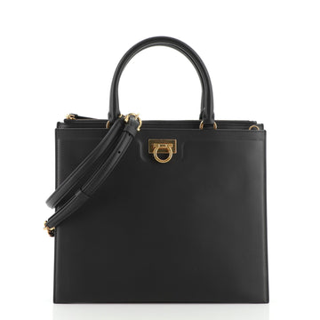 Salvatore Ferragamo Convertible Trifolio Chain Zip Tote Leather Large