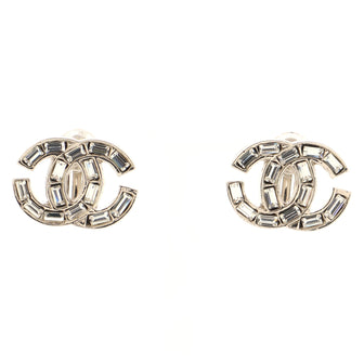 Chanel CC Baguette Clip-On Earrings Metal with Crystals