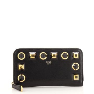 Fendi Zip Around Wallet Studded Leather Long