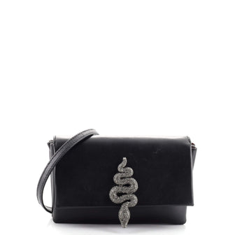 Valentino Maison Snake Crossbody Bag Leather with Crystal Detail Small