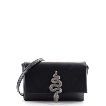 Valentino Maison Snake Crossbody Bag Leather with Crystal Detail Small