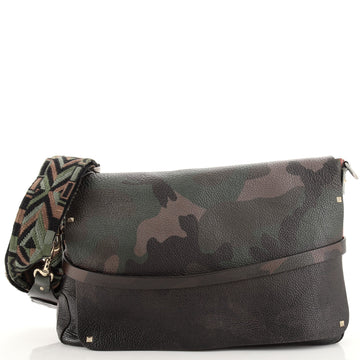 Valentino Rockstud Messenger Bag Camouflage Leather Large