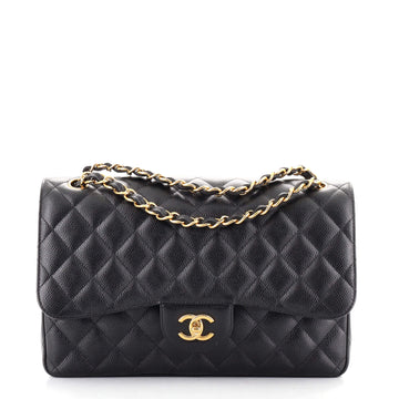 Chanel Classic Double Flap Bag Quilted Caviar Jumbo