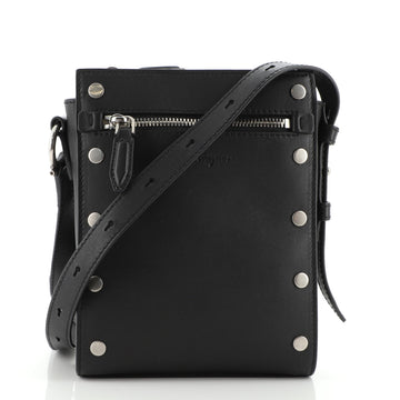 Salvatore Ferragamo Front Zip Messenger Bag Studded Leather Small