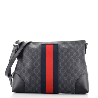 Gucci Web Zip Flat Messenger GG Coated Canvas Medium