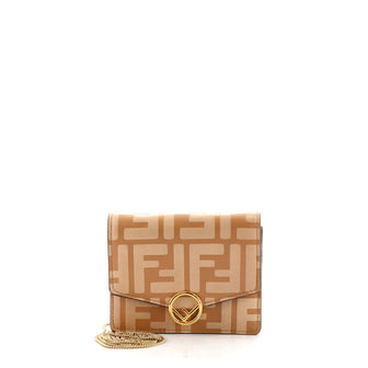 Fendi F is Fendi Envelope Wallet on Chain Zucca Embossed Leather Mini