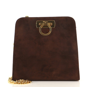Salvatore Ferragamo Vintage Gancini Chain Shoulder Bag Suede Small