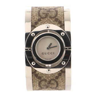 Gucci Wide Twirl Quartz Watch GG Coated Canvas and Stainless Steel 24