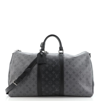 Louis Vuitton Keepall Bandouliere Bag Reverse Monogram Eclipse Canvas 50