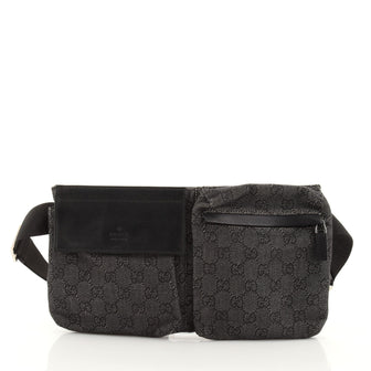 Gucci Vintage Double Belt Bag GG Canvas