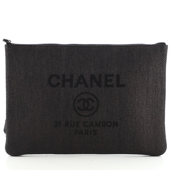 Chanel Deauville Pouch Raffia Large