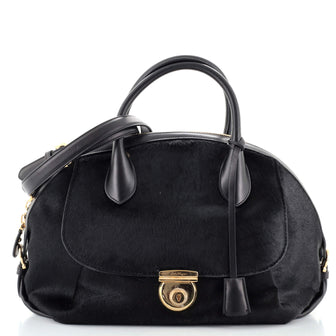 Salvatore Ferragamo Fiamma Satchel Calf Hair Large