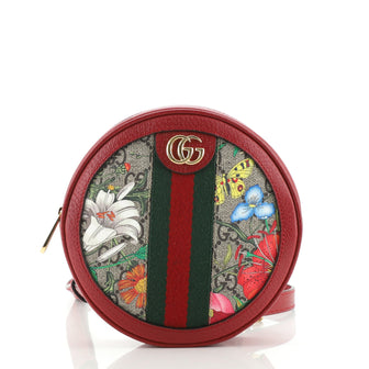 Gucci Ophidia Round Backpack Flora GG Coated Canvas Mini