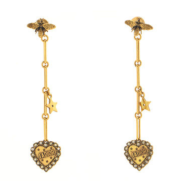 Christian Dior J'Adior Heart Drop Earrings Metal with Crystals