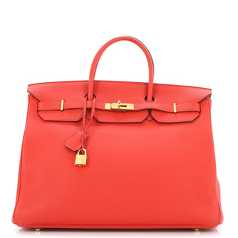 Hermes Birkin Handbag Red Togo with Gold Hardware 40