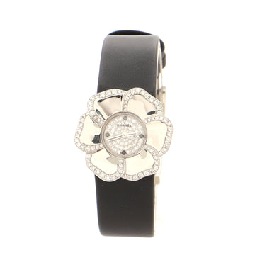 Chanel Camellia Quartz Watch White Gold with Satin and Diamond Bezel and Dial 25