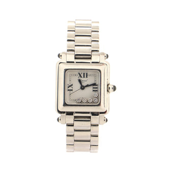 Chopard Happy Sport Square Quartz Watch Stainless Steel with Floating Diamonds 23
