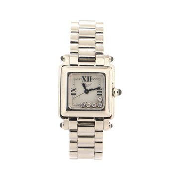 Chopard Happy Sport Square Quartz Watch Stainless Steel with Floating Diamonds 23