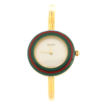 Gucci 1100 Interchangeable Bezel Bangle Quartz Watch Plated Metal with Plastic 26