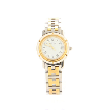 Hermes Clipper Quartz Watch Stainless Steel and Plated Metal 24