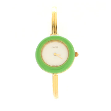 Gucci 1100 Interchangeable Bezel Bangle Quartz Watch Plated Metal with Plastic 26
