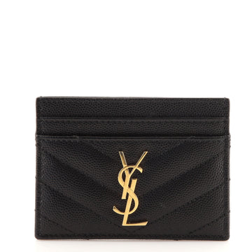 Saint Laurent Classic Monogram Card Holder Matelasse Chevron Leather