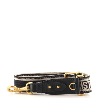 Christian Dior Logo Shoulder Strap Embroidered Canvas Thin