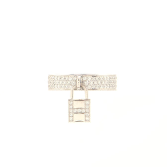 Hermes Kelly Clochette Ring 18K White Gold and Pave Diamonds Medium