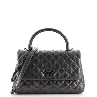 Chanel Coco Top Handle Bag Quilted Aged Calfskin Small