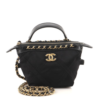 Chanel Top Handle Clutch with Chain Nylon with Grosgrain Mini