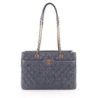 Chanel Two Tone Shopping Tote Quilted Caviar
