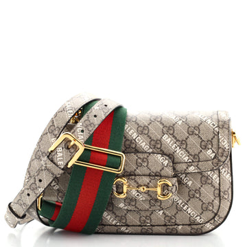 Gucci x Balenciaga The Hacker Project Horsebit 1955 Shoulder Bag GG Coated Canvas Mini