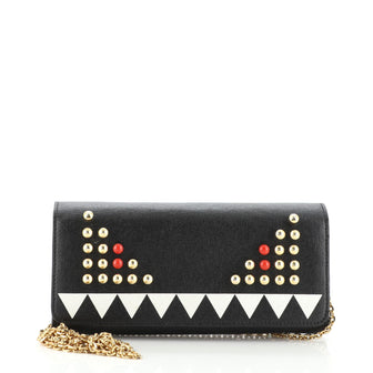 Fendi Monster Continental Wallet on Chain Studded Leather