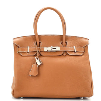 Hermes Birkin Handbag Brown Togo with Palladium Hardware 30
