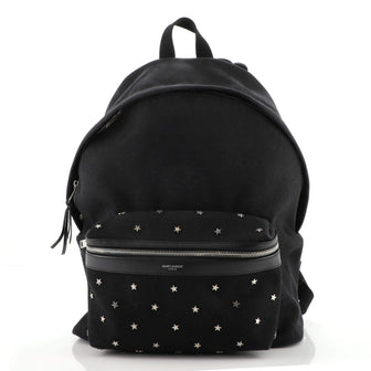 Saint Laurent City Backpack Canvas with Applique Medium