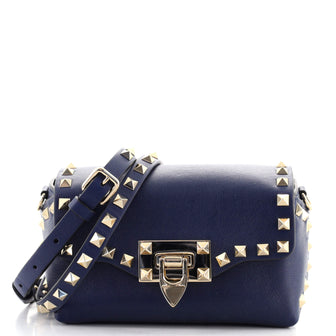 Valentino Rockstud Flip Lock Flap Bag Leather Micro