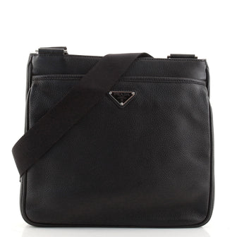 Prada Front Pocket Zip Messenger Bag Vitello Daino Large