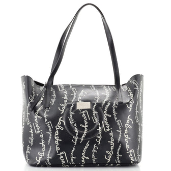 Salvatore Ferragamo City Tote Printed Leather Medium
