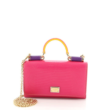Dolce & Gabbana Sicily Wallet on Chain Lizard Embossed Leather