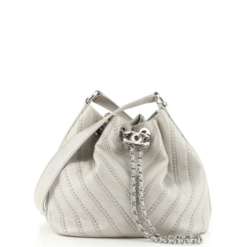 Chanel Stud Wars Drawstring Bucket Bag Embellished Chevron Lambskin Mini