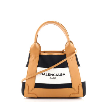Balenciaga Navy Cabas Canvas and Leather XS