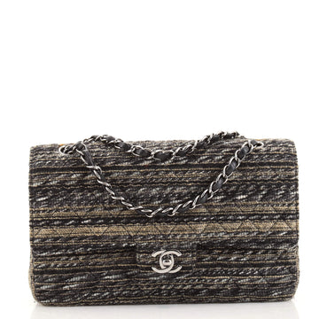Chanel Vintage Classic Double Flap Bag Quilted Tweed Medium