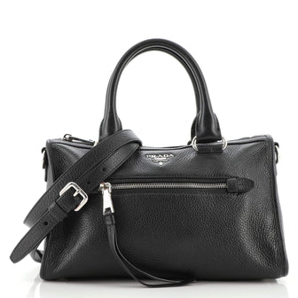 Prada Front Zip Convertible Satchel Vitello Phenix Small