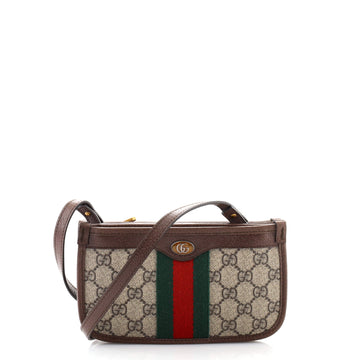 Gucci Ophidia Triple Flat Crossbody Bag GG Coated Canvas Mini