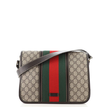 Gucci Web Flap Messenger Bag GG Coated Canvas Medium