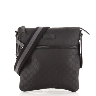 Gucci Front Zip Flat Messenger Bag GG Nylon Medium